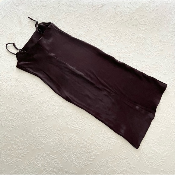 NWOT Lulus Brazen Babe Dark Purple Satin Cowl Neck Midi Slip Dress Small - Picture 8 of 12